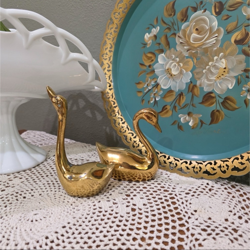 Elegant Brass Swan Figurines
